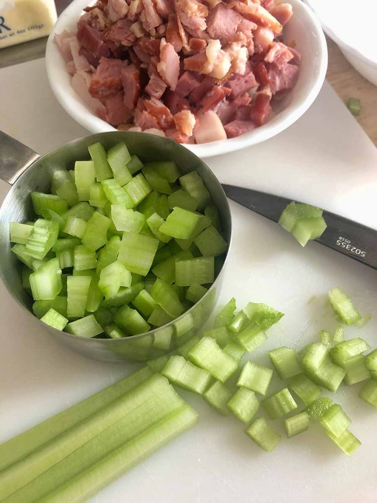 Celery and bacon chopped
