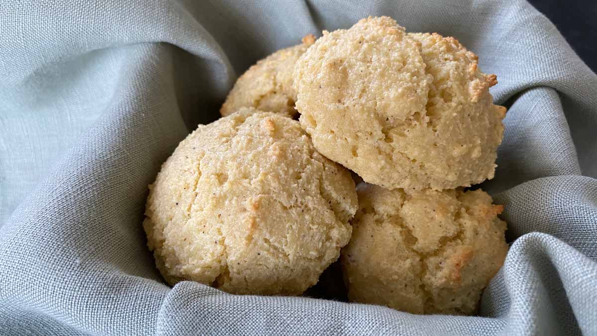 almond flour biscuits in bread basket