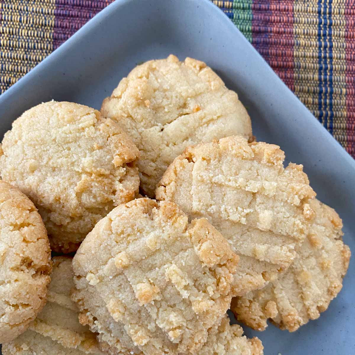 almond flour cookies on gray plate