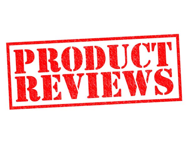 Product reviews stamp red on white
