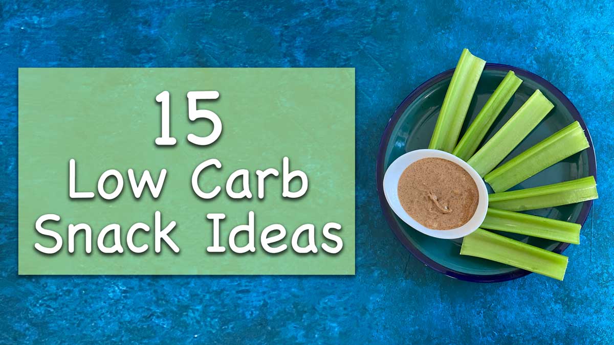 low carb sign with almond butter and celery sticks